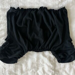 Black Ribbed crop top- Elastic Waist & arms